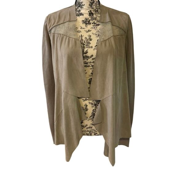 Elie Tahari Suede Draped Cardigan – Taupe – XS - Picture 2 of 6
